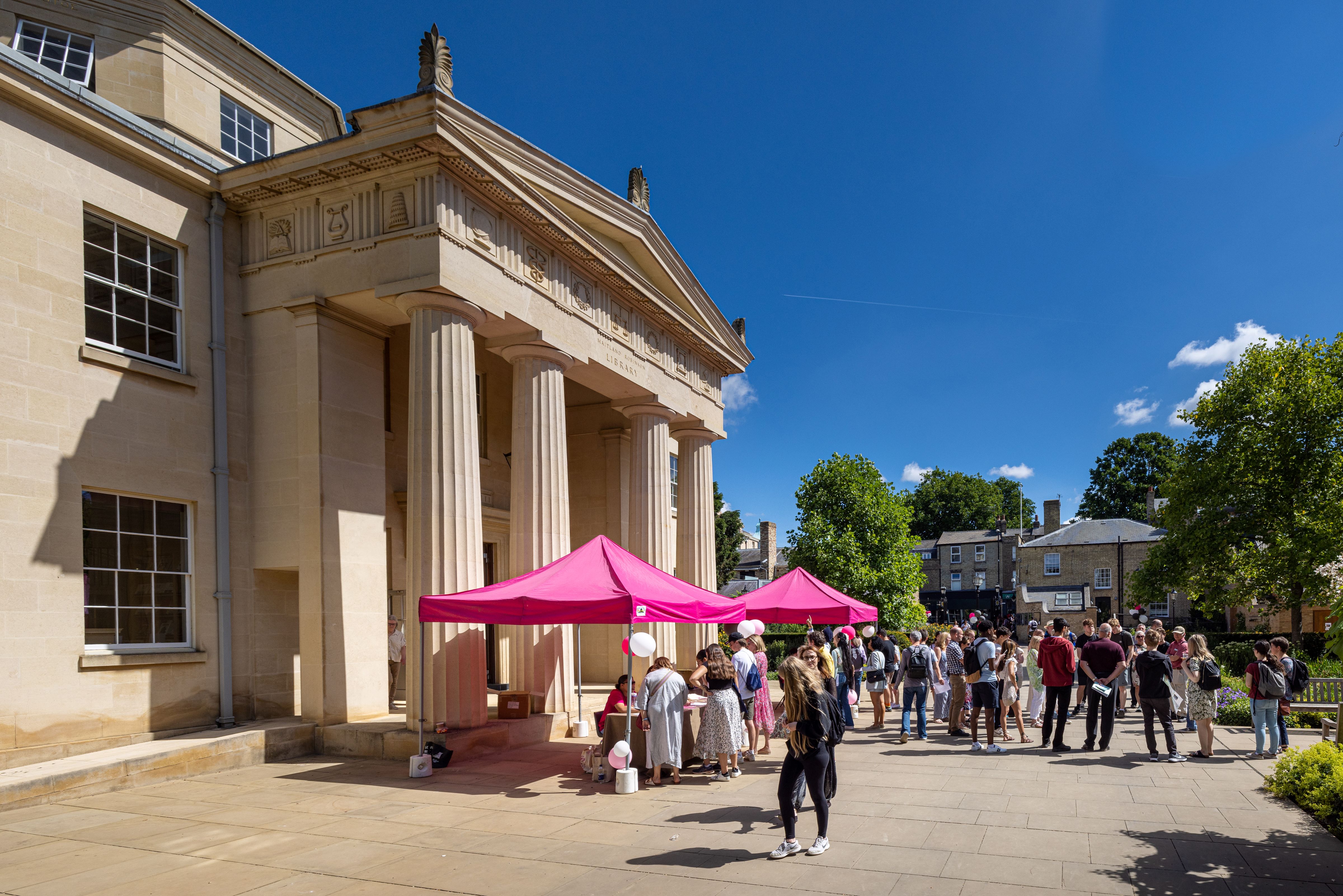 Photograph of Open Day stalls outside the Maitland Robinson Library, 2022