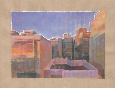 'An Acrylic Painting of Athens in the Fading Light'